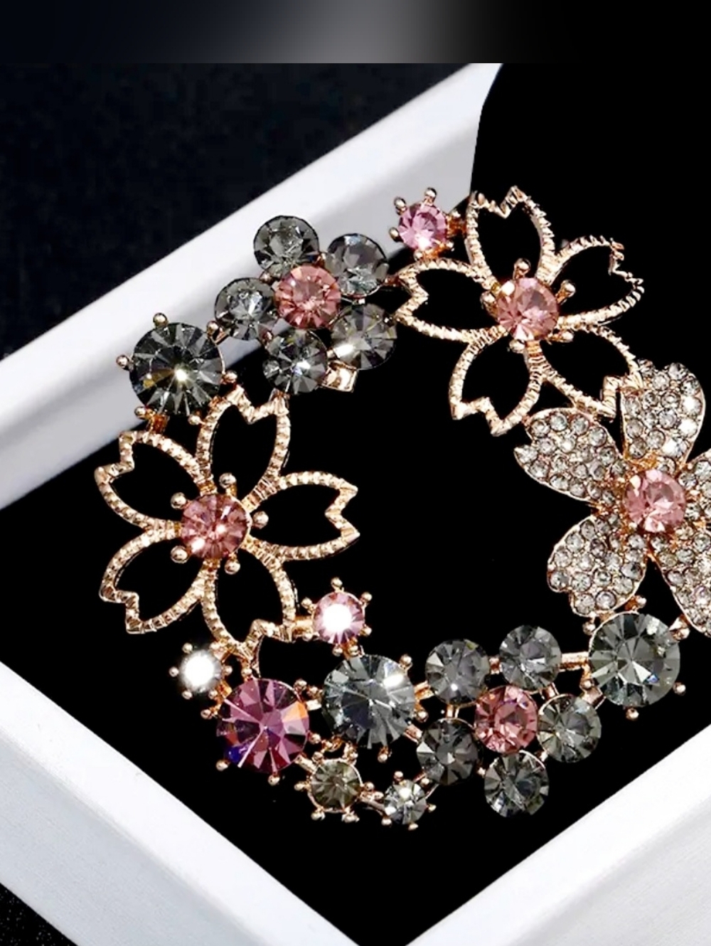 Floral Rhinestone Brooch - Picture 3 of 4